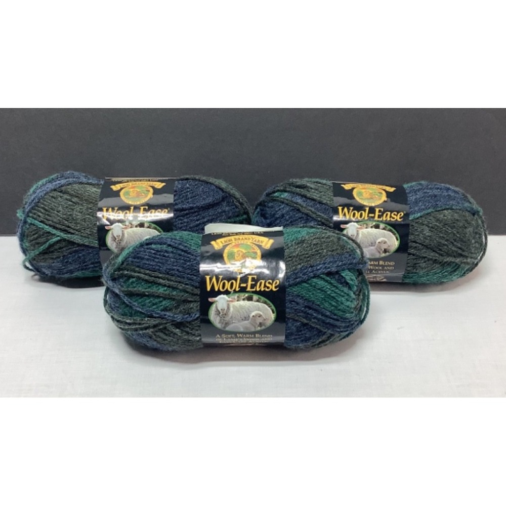 Lion Brand Wool-Ease Acrylic Lamb's Wool Yarn - 3 Skein Pines #234 Green Multi
